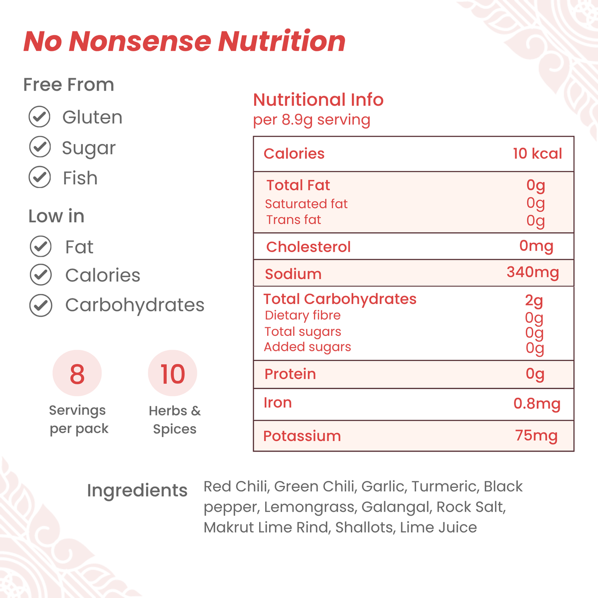 Nutrition information for Thai Jungle Curry Paste