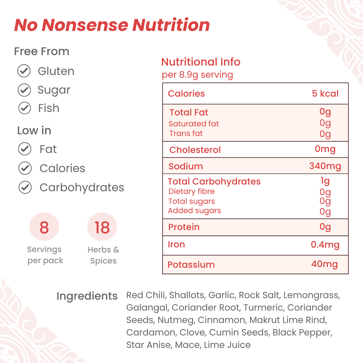 Nutrition information for Thai Massaman Curry Paste