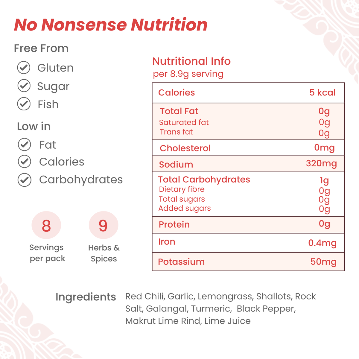 Nutrition information for Thai Red Curry Paste
