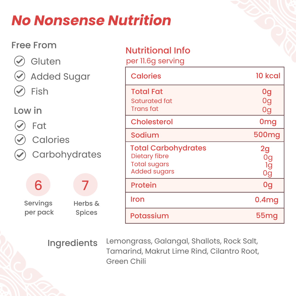 Nutrition information for Thai Tom Kha Paste